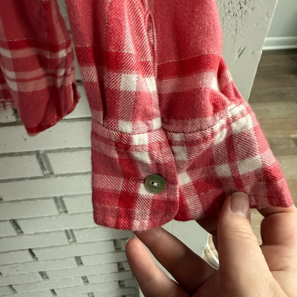 Tommy Bahama Red Plaid Button Front Shirt Long Sleeve Casual Women’s Top Coastal - Picture 4 of 8